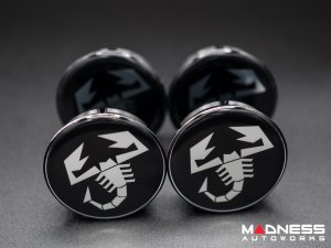 FIAT 500 Center Caps - Black w/ Silver Scorpion